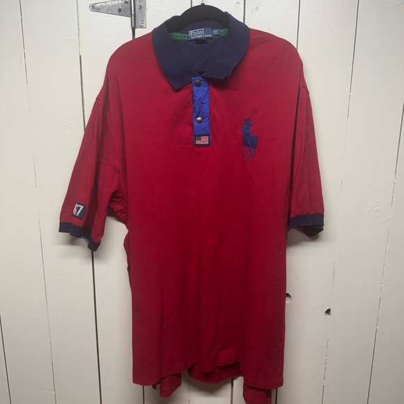 Polo Ralph Lauren Other - Vintage Polo Ralph Lauren Blue & Red Big Horse Chief Keef Polo Shirt 100% Cotton